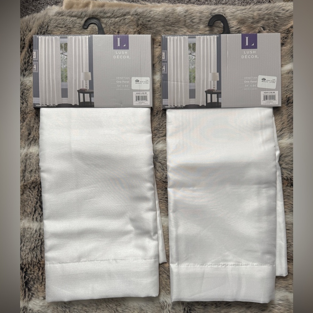 NWT Lush Decor Venetian Curtain White Window Panel for 84” x 54”, White 2 PACK